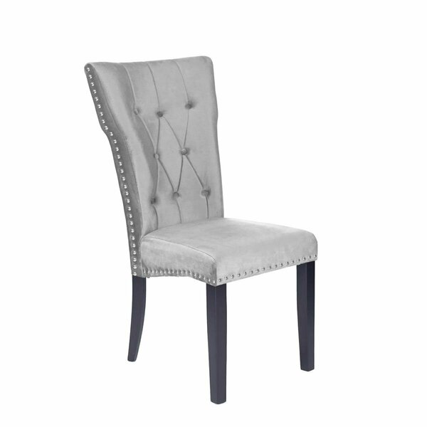 Better Home 40 x 20 x 20 in. La Costa Velvet Tufted Dining Chair, Gray, 2PK 616859964303